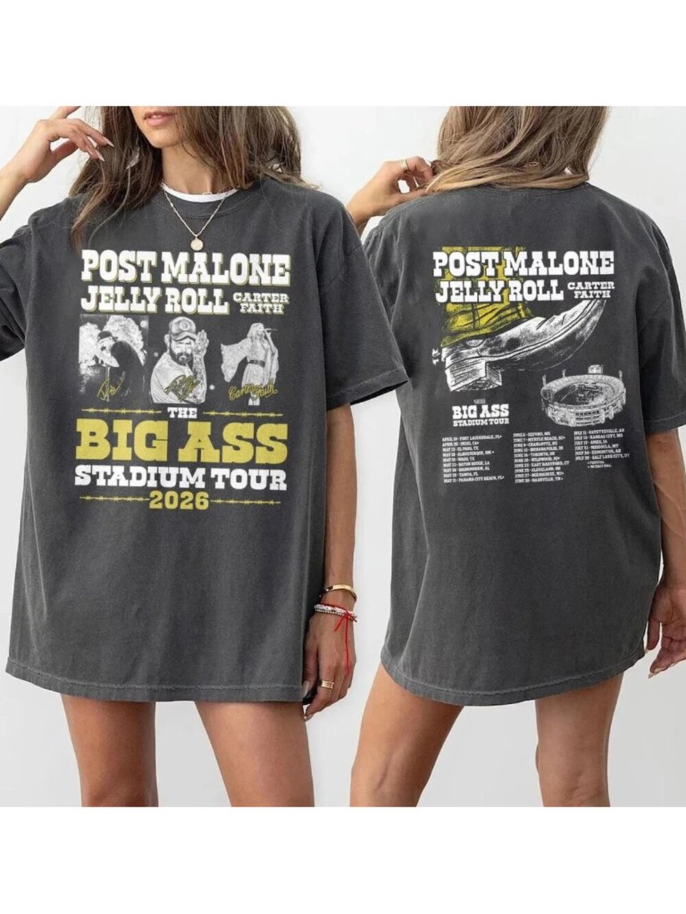 Post Malone Jelly Roll Big Ass Stadium Tour 2026 Graphic